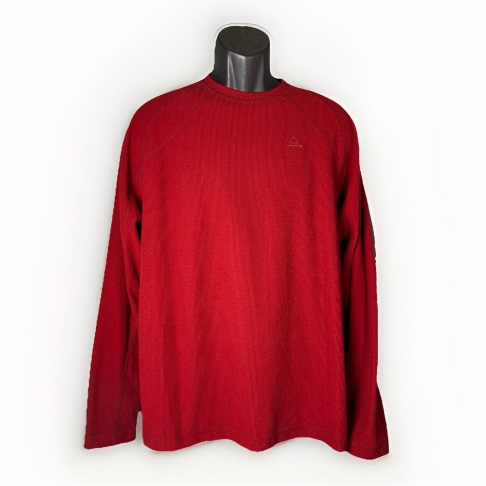 NIKE ACG Brick Red Waffle Texture Soft Fleece Raglan Long Sleeve Men’s Size M